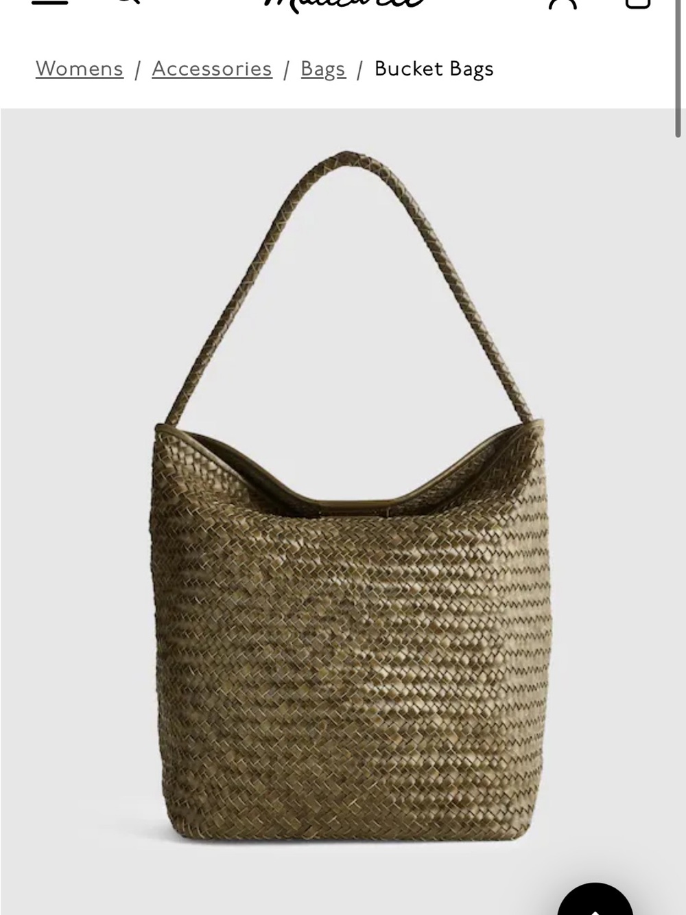 Madewell Signature Woven Bucket Bag in Olive green NWT - Picture 3 of 7